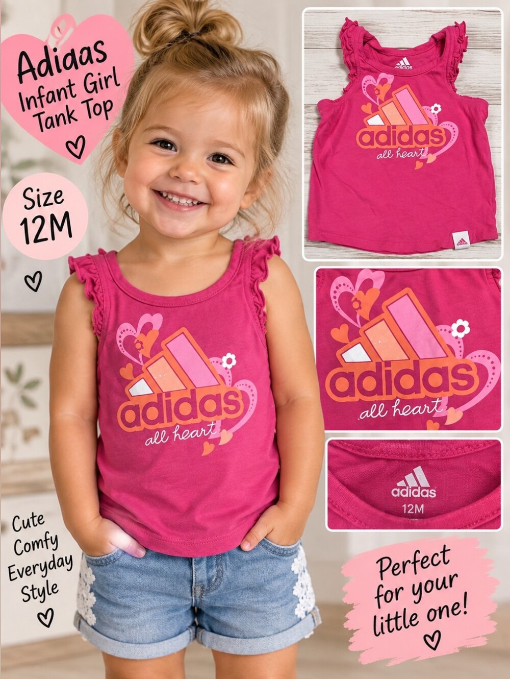 Adidas infant girl 12m Pink tank top #29